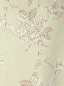 Tela para vestir de sarga satinada marrón crema delicada vintage con estampado floral de 1,7 m - Imagen 1 de 3
