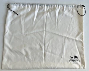 Coach White Satin Dust Bag With Brown Drawstrings 23x19 Large EC - Picture 1 of 3