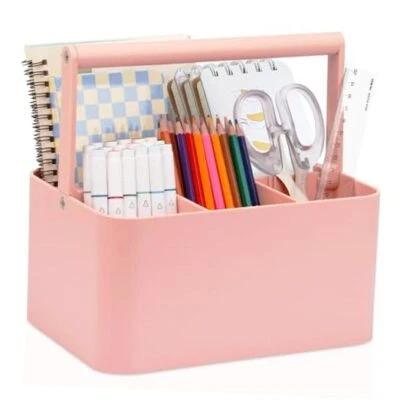 Organizador de Caddy Multiusos con Mango y Divisor Ajustable, Portátil Rosa Foto 1 de 4