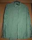Cotton Traders Mens Shirt XL Apple Green Striped Chore Long Sleeve Size