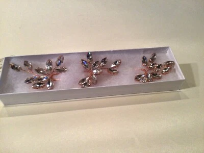 Adornos de pelo de cristal, 3 horquillas para evento formal, boda nuevos con caja Foto 1 de 4