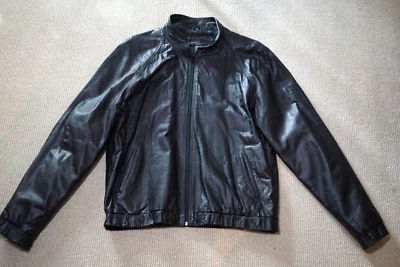 North Beach Leather Jacket size 48 Michael Hoban 100% black leather - Image 1 of 4
