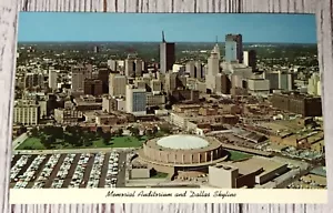 Memorial Auditorium and Dallas Skyline Downtown Texas Vintage Postcard - Picture 1 of 2