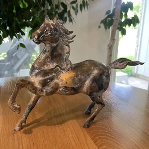 Vintage Iron Horse Running Stallion Sculpture Painted Japanese Heavy 12" x 16" - Picture 1 of 8