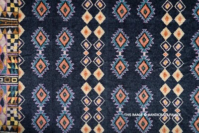 Indisch Samt Polsterstoff Nähen Laufen Geometrisch Druck von Der Yard Schwarz - Bild 1 von 4