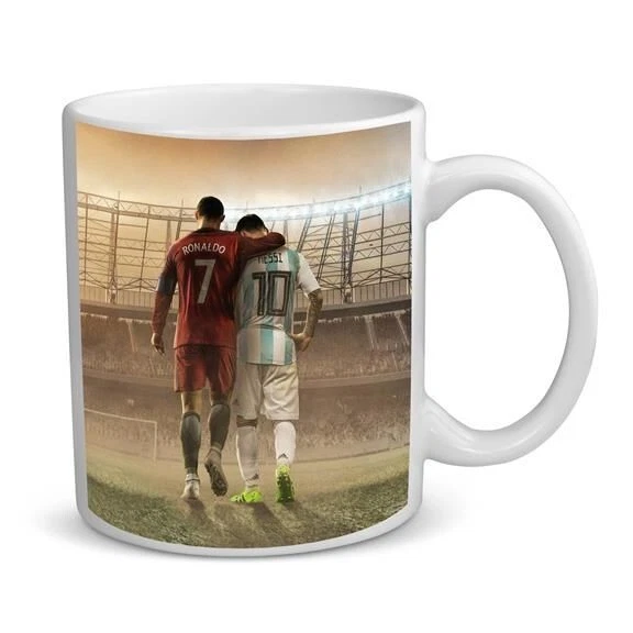A1 POSTER ART Lionel Messi and Ronaldo BB2 CR7 Coffee Tea Cup Mug