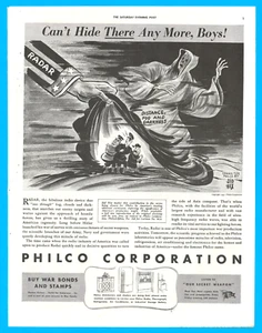 Philco radar nuova invenzione radio militare stampa d'epoca annuncio 1943 seconda guerra mondiale - Foto 1 di 5