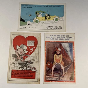 Lot of 3 Vintage Comic Postcards 1920's 1930's Motor Vacation Valentine Posted - Picture 1 of 8