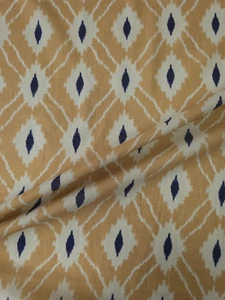 1m Organic Cotton Lightweight Fabric 57" gold breathable Ikat print dressmaking - Picture 1 of 4