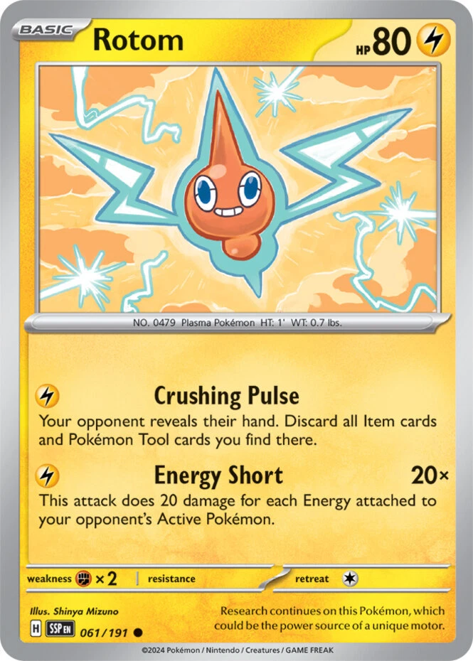 x4 Rotom - 061/191 - Common - Reverse Holo Pokemon SV08 Surging Sparks M/NM - Image 1 of 1
