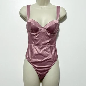 Victoria's Secret Damen Satin Body Teddy Größe 32C Lila Boudoir Bustier Neu mit Etikett - Bild 1 von 11