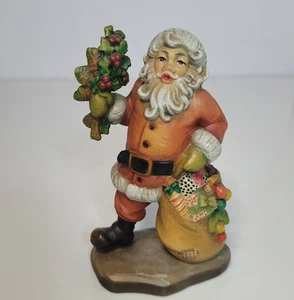 ANRI Santa Claus + Holly + Toy Bag Christmas Figurine Sarah Kay LE 4 1/8 inch - Picture 1 of 6