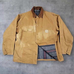 Cappotto vintage Carhartt coperta foderata marrone tela fienile lavoro 2XLT XXL alto - Foto 1 di 13