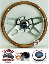 1967 Camaro Steering Wheel Red White Blue Bowtie 13 1/2" Walnut 4 Spoke Grant