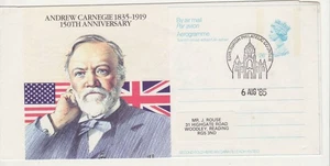 GB Briefmarken Aerogramm/Luftbrief APS62 Andrew Carnegie Jubiläumsausgabe 1985 GEBRAUCHT - Bild 1 von 1