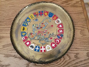 Brass Hand Made German Wall Hanging Plaque Crests European Countries 15.5 Inches - Picture 1 of 15