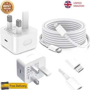 Iphone Charger Plug, Adapter with 2M USBC For ligntning cable Fast Data Transfer - Picture 1 of 8