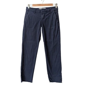 Pantaloni Frank & Eileen Wicklow blu navy in cotone - taglia 00 orlo con frange made in USA - Foto 1 di 8