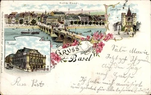 Litho Basel Stadt Schweiz, Spalen-Tor, Theater, Stadtansicht - 4224915 - Picture 1 of 2