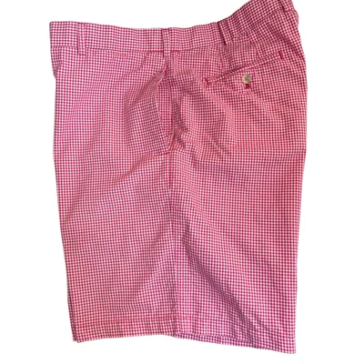 Peter Millar Chino Shorts Men Sz 40 Pink White Gingham Check Golf Summer Preppy - Image 1 of 4