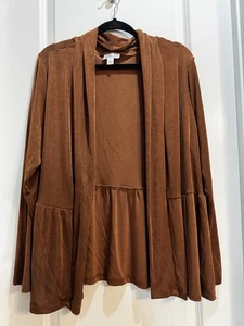 Coldwater Creek Brown Open Front Cardigan XL Armpit To Armpit 23” Length 29” - Picture 1 of 7