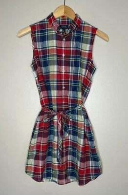 Polo Ralph Lauren Girls 16 Multicolor Plaid Madras Sleeveless Shirt Dress NWT - Image 1 of 4