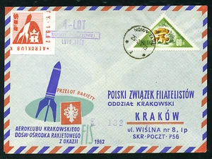 1962 POLEN Deckel KRAKAU AEROCLUB Rakete 2 NOWY TARG - EZ 3C2 - Bild 1 von 2