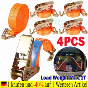 25mm 4 x 1000kg 4m Zurrgurte zweiteilig Spanngurte mit Ratsche und Haken DE - Bild 1 von 12