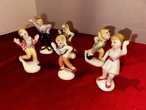 6 Vintage 1950s Porcelain Dancing/Bowling Figures Or Cake Toppers - Picture 1 of 6