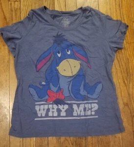 Vintage Disney Youth Eeyore T Shirt Blue Size 16W 1X Y2K Youth Girls - Picture 1 of 4