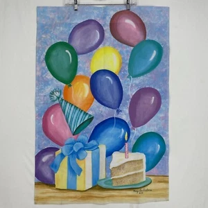 Custom Decor Inc Outdoor Banner Flag Birthday Theme Balloons Cake Presents USA - Picture 1 of 7