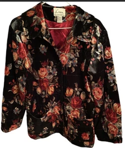 Blazer cappotto multicolore velluto floreale vintage Linea By Louis Dell’ Olio taglia small. - Foto 1 di 7