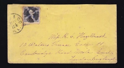 US 115 6c Washington Cover Chicago, IL to London, England Fancy Cancel SCV $400 - Image 1 of 2