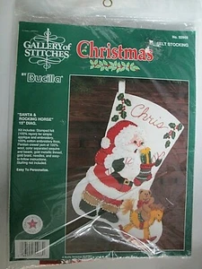 Bucilla Christmas 15" Stocking Kit Santa & Rocking Horse 32968 Felt Appliqué DIY - Picture 1 of 3