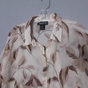 Bailey 44 Top Women Large Floral Brown Crinkle Sheer Romantic Coquette Flowy - Picture 1 of 10