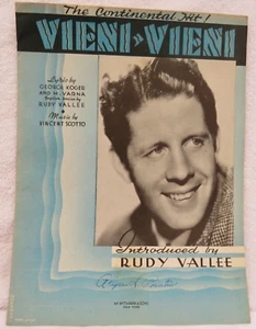Vintage Sheet Music Piano Vieni Vieni Rudy Vallee - 1937 - Picture 1 of 11