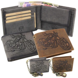 Leder Biker Portemonnaie Geldbörse Geldbeutel Motorrad Vintage RFID Kette 1804 - Bild 1 von 8