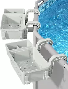 2 juegos de cesta de almacenamiento junto a la piscina, accesorios de piscina sobre el suelo, piscina - Imagen 1 de 8