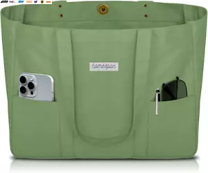 Large Canvas Tote Bag for Women Everything Bag with Pockets and Laptop Sleeve - Picture 1 of 12