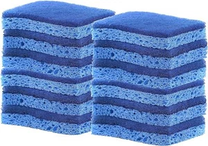 Superio Non-Scratch Cellulose Sponge with Scouring Pad - Blue (12 Pack) - Picture 1 of 1