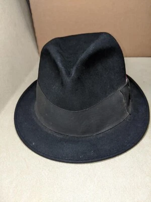 Vintage Dunlap Supreme Men's Black Fedora Hat~Kashmir Finish~7 1/4 - Image 1 of 4