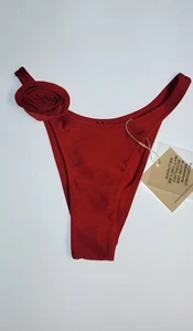 SAME Los Angeles Bottom Swim Womens High Rise Rosette Red Small - Picture 1 of 4