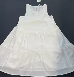 Gibson Latimer White Cotton Dress Tiered Ruffle Crochet Size Medium NEW - Picture 1 of 10