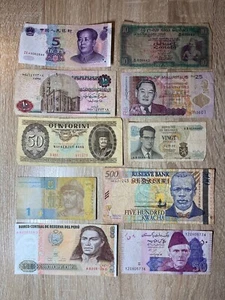Lot 10 verschiedene zirkulierte Fremdwährungsbanknoten Welt Papiergeld - Bild 1 von 1