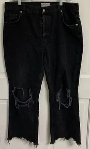 We The Free Black Denim Jeans 31 Ripped Women’s Hem Distress High Rise 34x26 - Picture 1 of 10