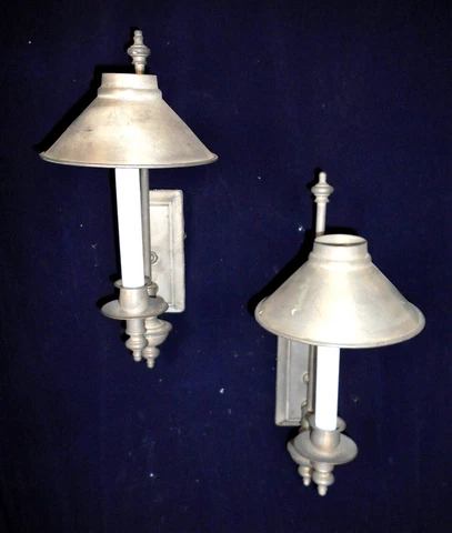 VINTAGE PAIR OF MID-CENTURY TIN WALL SCONCES Cover