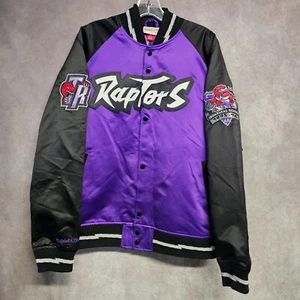 NWOT Mitchell & Ness NBA Toronto Raptors Inaugural Satin Bomber Jacket Mens L - Picture 1 of 8