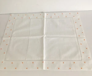 COPRICUSCINO FEDERE ricamato bianco/arancio punto/orlo cuscino tg 24”x16” nuovo - Foto 1 di 4