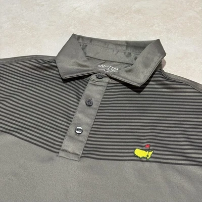 Camisa Polo Masters Tech Para Hombre Gris Mediana Negra Rayas Golf Rendimiento Elastizada Foto 1 de 4