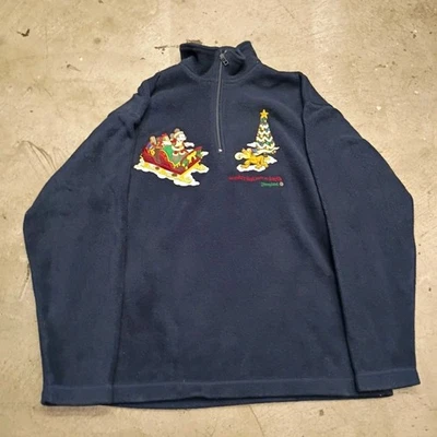 👾Vintage Disneyland Resort Navidad Bordado Azul Vellón 1/4 Cremallera Talla Grande Foto 1 de 4